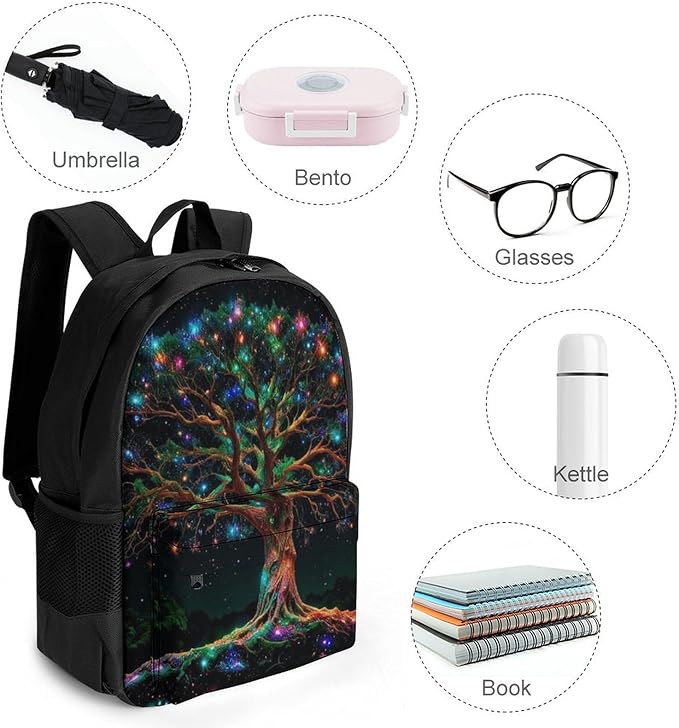 Lightweight Rucksacks for Climbing Outdoors Walking Cycling, Large Capacity Anti-Theft Multipurpose Carry On Bag, Mystery Tree Of Life Fantasy Magic Art Camping Outdoor Backpack