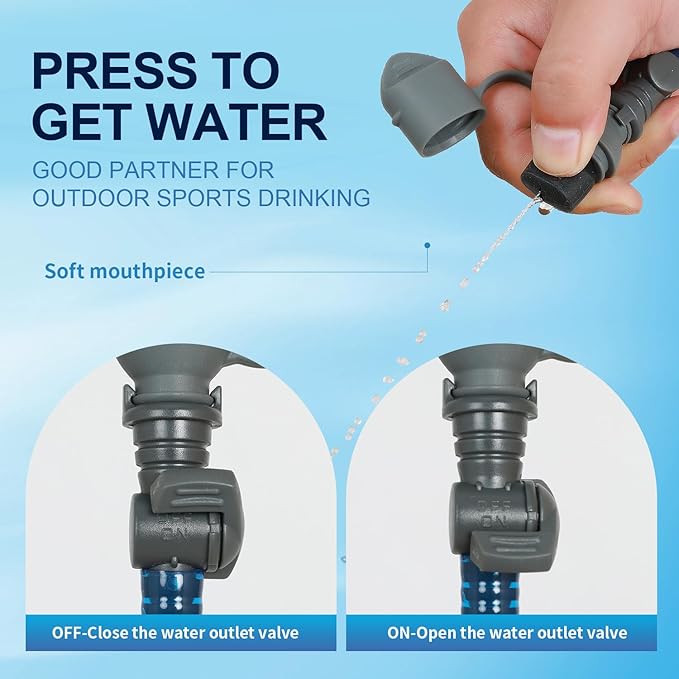 INOXTO 1.5L/2L/3L Hydration Bladder, Water Bladder with Water Reservoir Hose Insulator & High Flow Bite Valve for Hiking Backpack, Leak Proof 1.5/2L/3L Water Reservoir for Camping Cycling Running