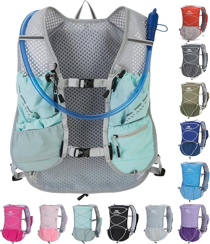Lightweight Running Vest for Women and Men Hydration Backpack Pack with 1.5L Water Bladder Bag Running Gear Accessories for Hiking Trail Cycling Marathon