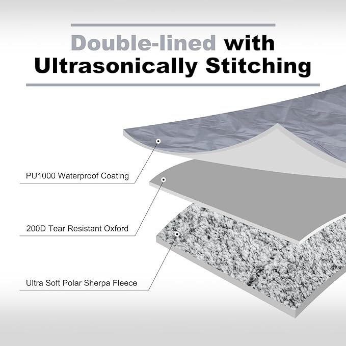 Sherpa Warm Outdoor Camping Blanket - Waterproof Stadium Blanket for Cold Weather, Camp, Sports Mom and Concert - Camping Quilt 80" X 58" (Gray)