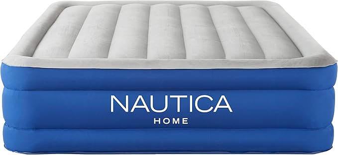 Nautica Home 17" Plushaire Size Queen Air Mattress with Pillow Top - Built-in Pump, Vertical Beams Construction, DuraTex Puncture-Resistant Vinyl, Anti-Leak System, Supports 700 lbs