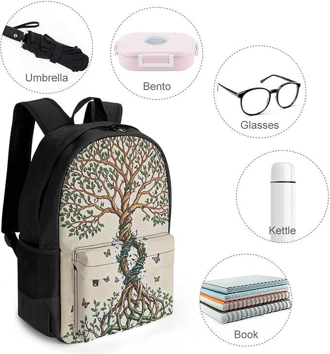 Supdreamc Rucksack Anti-Theft Multipurpose Large Capacity Carry On Bag, Dna Tree Of Life Travel Hiking Bag Day Pack With Side Pockets