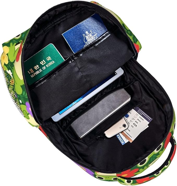 Casual Daypack Multipurpose Anti-Theft Large Capacity Carry On Bag, Frogs Green Colorful Casual Daypack Climbing Shoulder Bag With Padded Straps