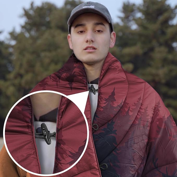 Camping Blanket Puffy - Outdoor Stadium Blanket Wearable, Lightweight, Packable, Machine Washable Camping Quilt for Traveling, Picnic, Beach, Party