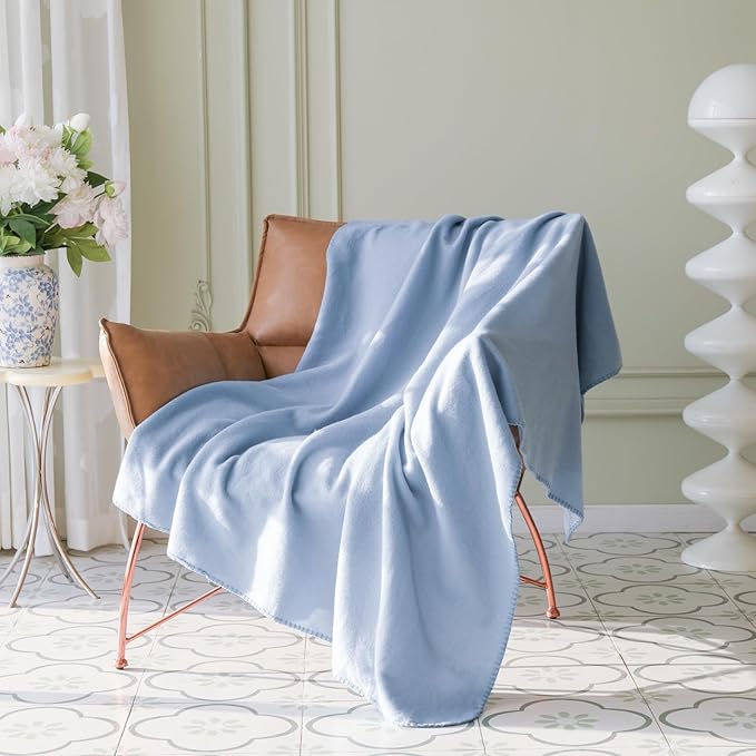 CAI TENG Fleece Throw Blankets Lightweight Warm Soft Cozy Kids Blanket Pet-Friendly Bulk Fleece Blanket Solid for Home, Bed, Sofa, Dorm, Office, Gifts, Outdoor Washed Blue 6 Pack 50 x 60 inch