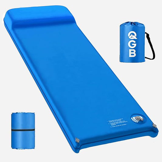 Memory Foam Camping Sleeping Pad, Foldable and Portable Self-Inflating Camping Mattress Pad, 9.5 R-Value Insulated & Quiet Sleeping Mat with Pillow, Compact for Backpacking Hiking Car Traveling Tent