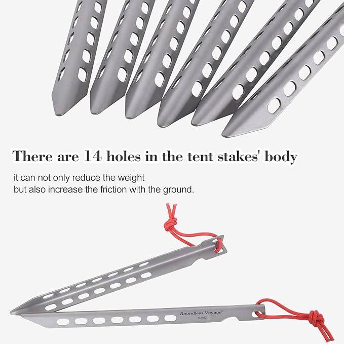 iBasingo 8 pcs/Lot Ultralight Titanium Tent Pegs Outdoor Camping Tent Stakes for Sand Heavy Duty Portable Tent Nail for Garden Picnic A-Ti4008P