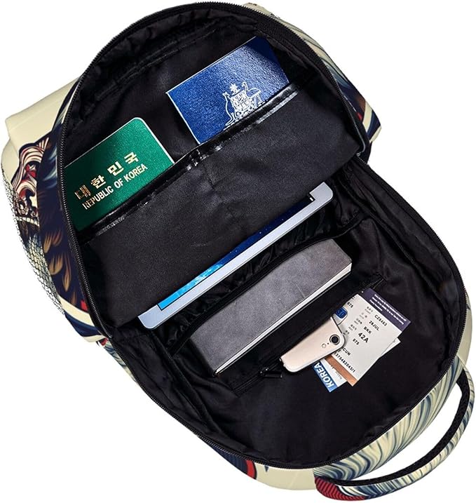 Men Women Lightweight American Flag Eagle Art Backpack Large Capacity Carry On Bag With Padded Straps for Sports Work Walking Cycling