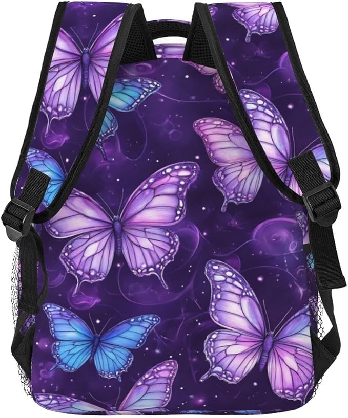 Men Women Polyester Butterflies Daypack Big Capacity Shoulder Bag With Smooth Zippers for Hiking Work Walking Cycling