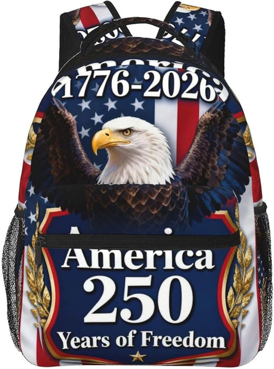 Adults Lightweight 250 Year American Anniversary USA Patriotic 4th of July Art Shoulder Book Bags Big Capacity Shoulder Bag With Adjustable Shoulder Straps for Trekking Work Walking Cycling
