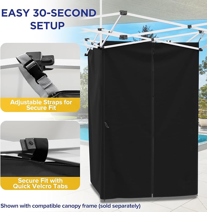 EAGLE PEAK Portable Privacy Tent Changing Room for Pop Up Canopy Fits Canopies with Cross Bars Outdoor Hanging Privacy Curtain 55.1" L x 55.1" W x 80.7" H, Black