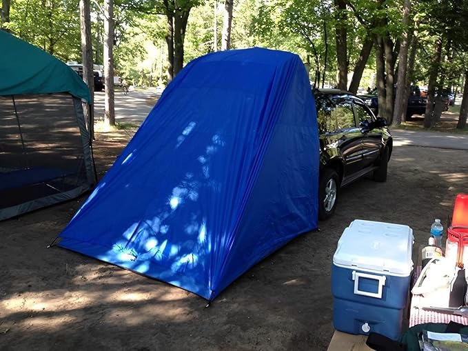 SUV Tent for Camping and Hiking, Lightweight with Rainfly and Tent Stakes, 6' x 6.5' Universal Tailgate Tent for Cars, SUVs, Trucks, Hatchbacks
