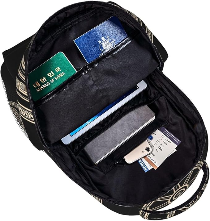 Rucksacks Lightweight Multipurpose Anti-Theft Black Celtic Viking Magical Runic Compass Vegvisir Circle Of Norse Runes Art Shoulder Bag Big Capacity Traveling Camping Backpack With Side Pockets