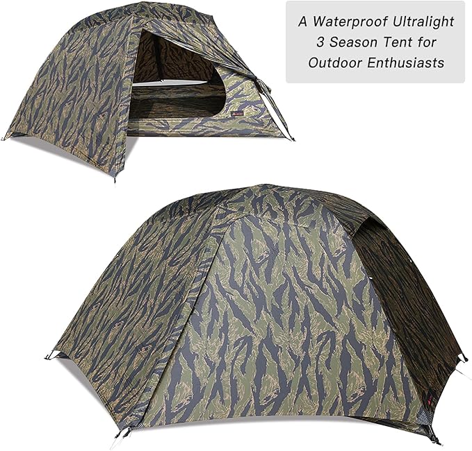 Camping Tent CAMO Backpacking Tent, Scout Portable Ultralight 3 Season Tent Waterproof for 2 Person Hiking, Mountaineering, Trekking