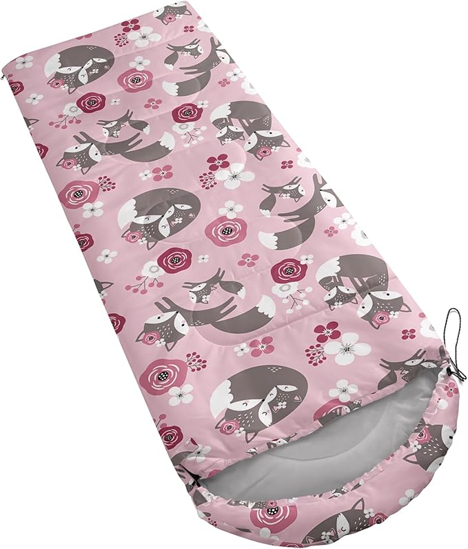 AILONEN Girls Pink Camping Sleeping Bags,Lightweight & Waterproof,3 Season Warm & Cool Weather,Cute Bow Duck Print Sleeping Bags for Kids,Girls,Adults Travelling,Outdoors