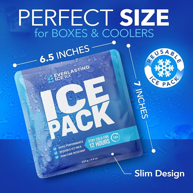 Rapid Performance Reusable Ice Packs for Coolers or Lunch Box | 4 Pack | Cold for Up to 12 Hours | Ice Packs for Cooler, Long Lasting for Camping, Beach