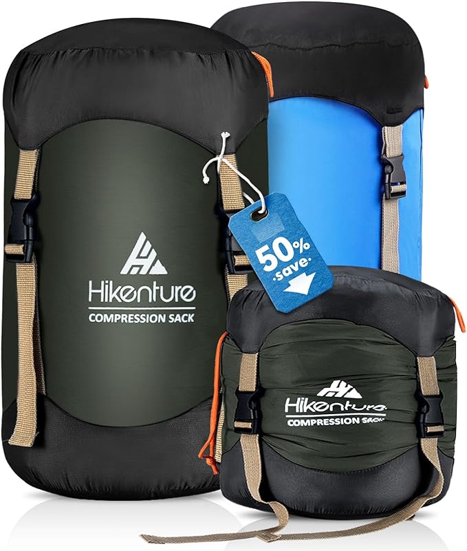 Hikenture Compression Sack for Sleeping Bag, Upgrade Anti-Tear Nylon Sleeping Bag Stuff Sack, 10L/14L/20L/30L Water-Resistant Compression Bag, Storage Bag