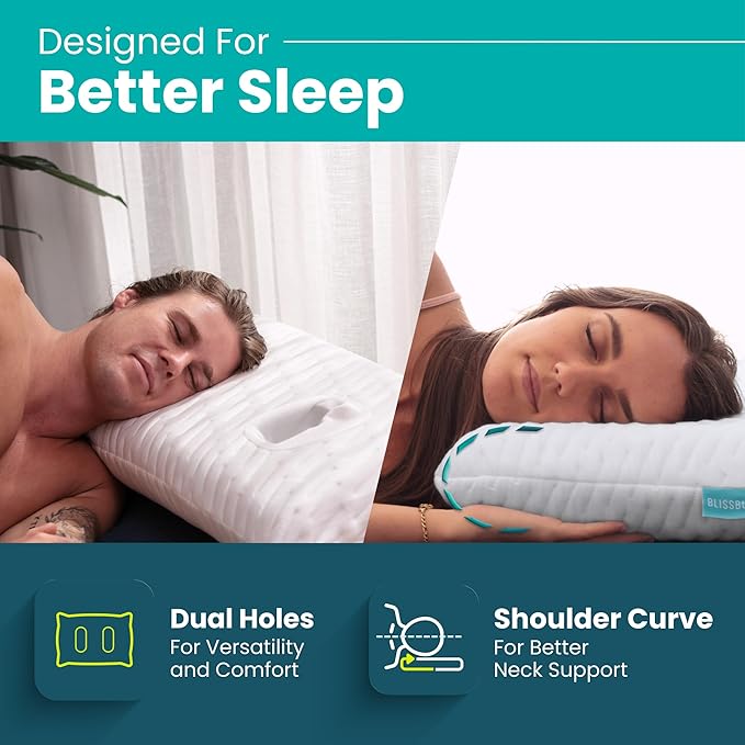 BLISSBURY Ear Pillow with Hole for Sleeping & Recovery | Piercing Pillow | Adjustable Memory Foam Design with Holes for chondrodermatitis CNH | Piercing Support for Side Sleepers