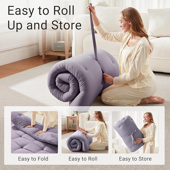 Japanese Floor Mattress, Futon Mattress Queen Size 60"x 80", 2.56" Thicken Tatami Mattress, Portable Foldable Floor Bed, Roll Up Futon Cushion, Suit for Camping Guest Room Dormitory (Grey)