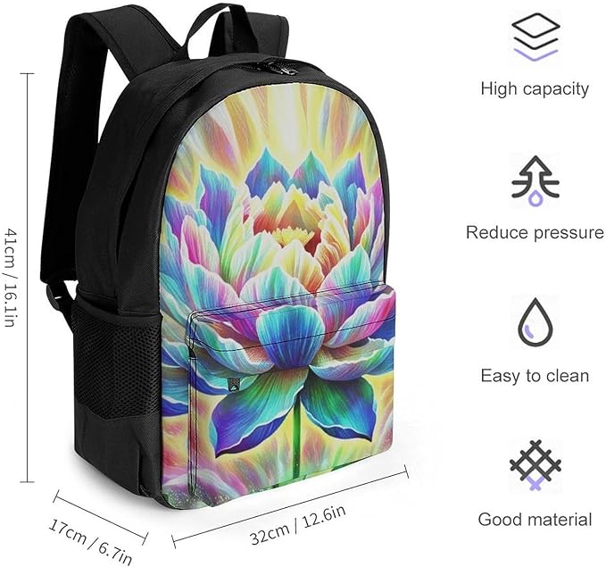 Lightweight Rucksacks for Climbing Outdoors Walking Cycling, Large Capacity Anti-Theft Multipurpose Carry On Bag, Healing Poppy Flower Camping Outdoor Backpack