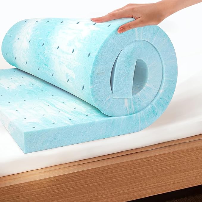 EGO Topper 4 Inch Twin Memory Foam Mattress Topper, Gel Foam Mattress Topper for Pressure Relief, Ventilated Design Bed Topper in a Box, CertiPUR-US Certified, 38"×75", Medium