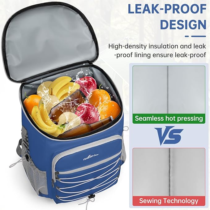 Cooler Backpack, Portable Insulated Leakproof Backpack for 33 Cans (330ml), Lightweight Insulated Soft Cooler Backpack for Picnic, BBQ Camping, Lunch, Beach and Hiking, for Men and Women