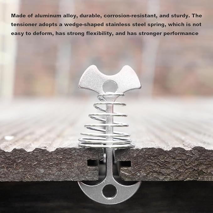 10 Pack Deck Anchors Pegs with Carabiners, Aluminum Tent Rope Tightener with Clips Cord Adjuster, Canopy Tent Anchors Outdoor Camping Tent Accessories