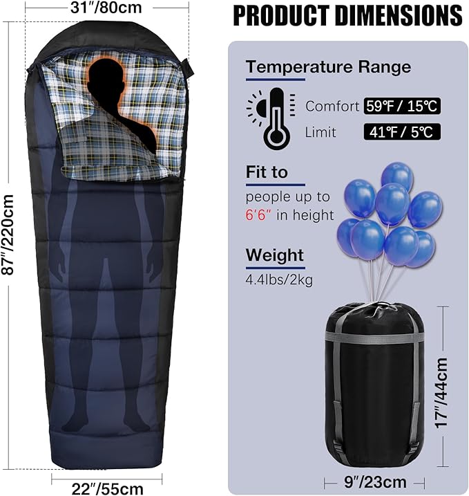 REDCAMP Cold Weather Mummy Sleeping Bag, Warm Flannel Cotton Sleeping Bag, 2 lbs/ 4 lbs Filling