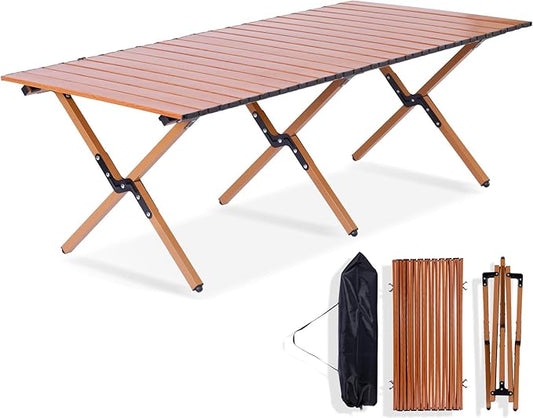 Camping Table Portable Folding - 45.5 x 23.2 Inch Lightweight Outdoor Picnic Table with Carry Bag, 4-6 Person Portable Roll up Low Picnic Table for Backyards, BBQ, Beach and Party