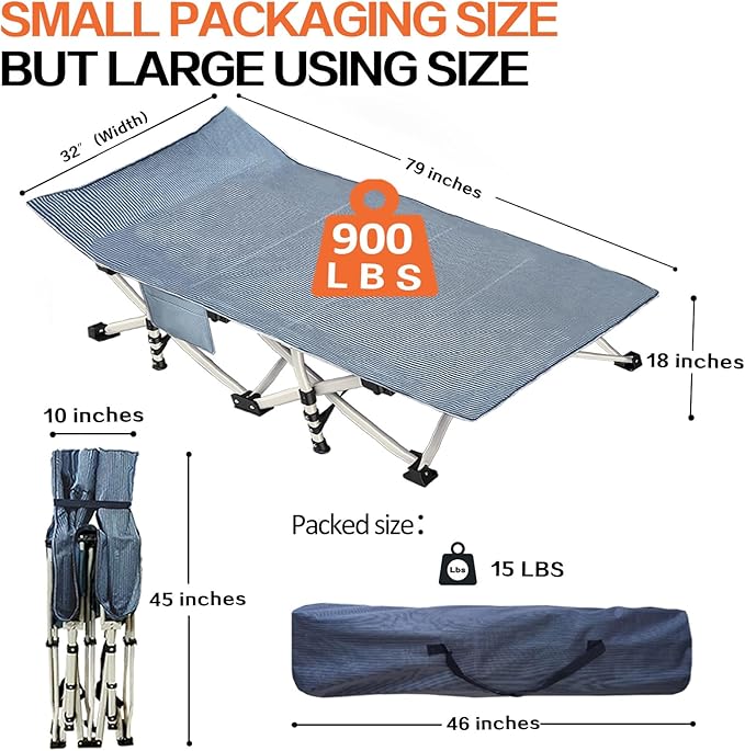XXL Camping Cot Sleeping cots for Adults Oversize XXL Cots for Sleeping Extra Wide Camping Bed Folding Cot Heavy Duty with Carry Bag for Home Outdoor Travel
