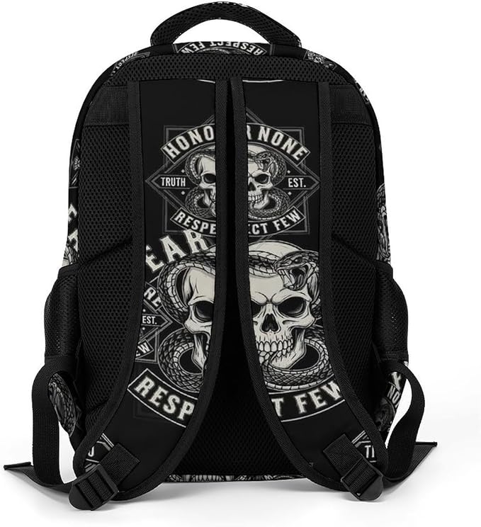 Business Laptop Backpack Skull Snake Art, Waterproof Travel Anti Theft Computer Bag with Water Bottle Pockets Gifts for Men Women