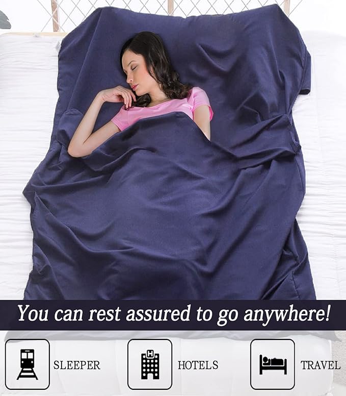 Sleeping Bag Liner Ultralight Travel Sheet Dirt-Proof Camping Sheets Compact Hotel Sleeping-Sack for Outdoor Backpacking Hiking