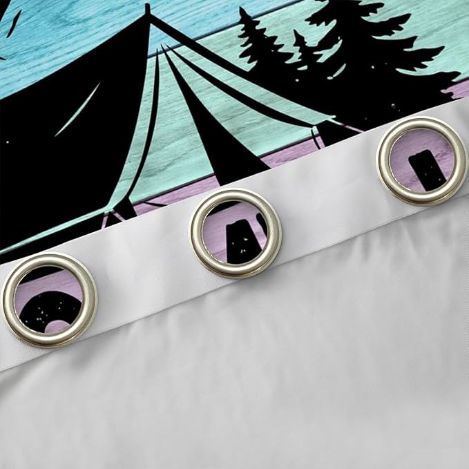 jejeloiu Happy Camping Curtains for Bedroom Living Room Camper Blackout Shades RV Camping Room Darkening Curtain Wild Animal Window Treatments, 2 Panels 42 x 63 Inch Decor