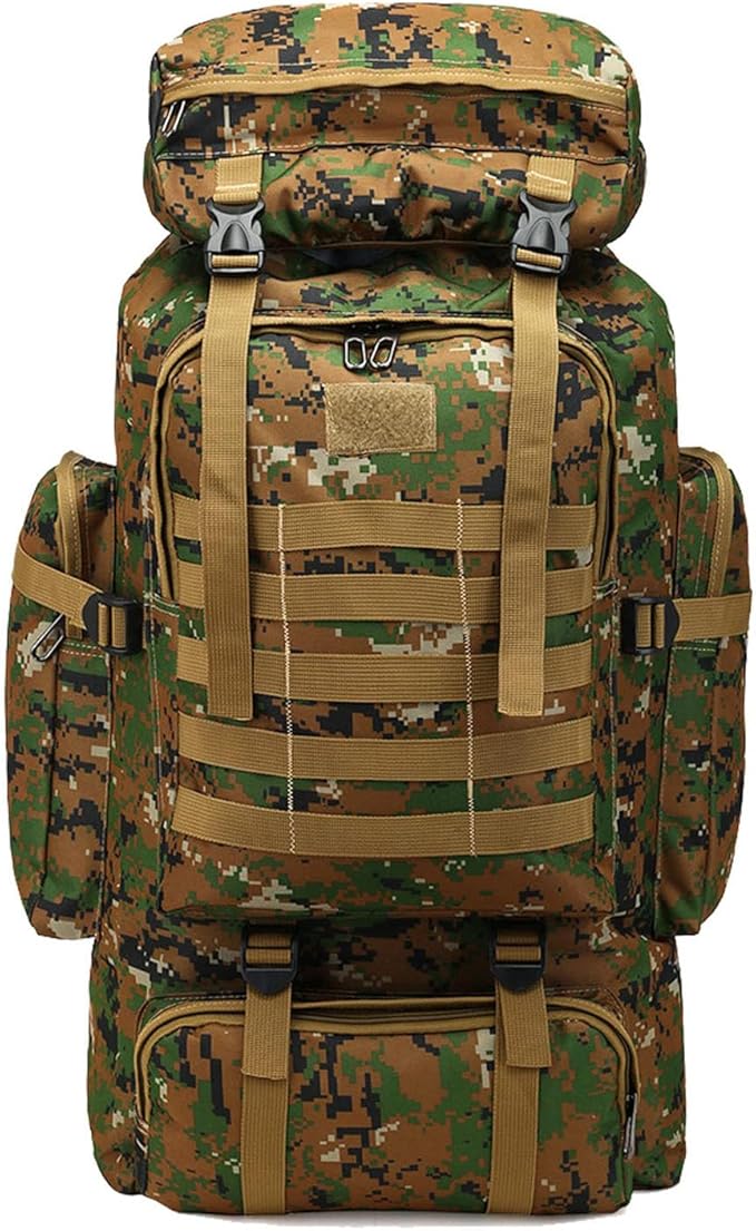 70L Hiking Backpack for Men, Waterproof Lightweight Camping Backpack, Military Rucksack with Molle, 3-Day Assault Pack for Travel, Climbing, Outdoor Sports (Green Camouflage)