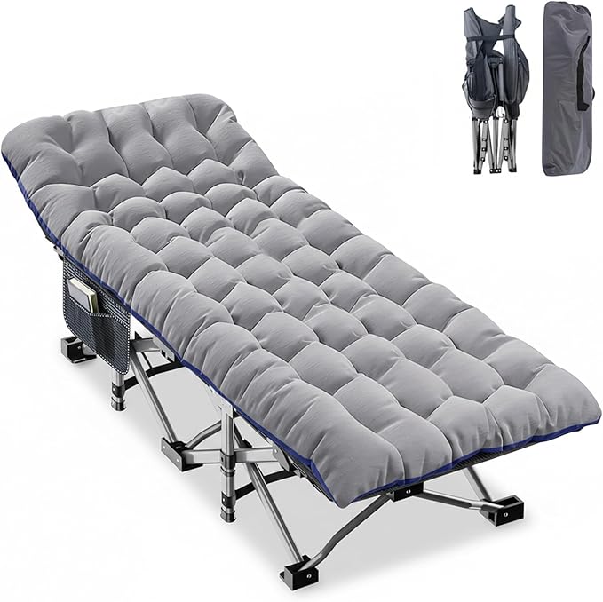 ABORON Camping Cot for Adults, Folding Sleeping Cot with Mattress, 500 lb Capacity Heavy Duty Outdoor Folding Sleeping Bed, Portable Cot Bed for Camping, Indoor Guest Use, Home & Travel