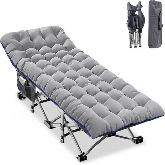 ABORON Camping Cot for Adults, Folding Sleeping Cot with Mattress, 500 lb Capacity Heavy Duty Outdoor Folding Sleeping Bed, Portable Cot Bed for Camping, Indoor Guest Use, Home & Travel
