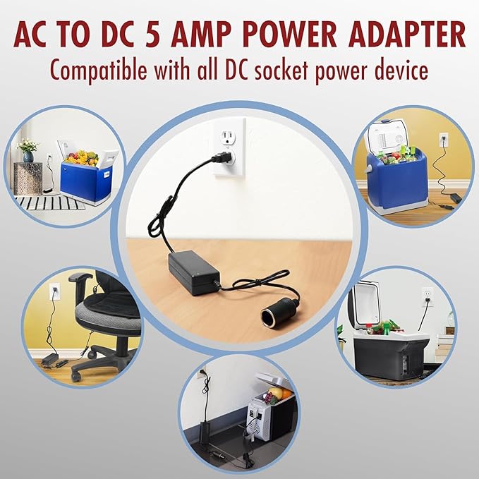 for Coleman Thermoelectric Hot/Cold Cooler, Compatible with Koolatron Mini Fridge. for Camping Home Office Dorm or Vehicle Use Cigarette Lighter Plug Socket Power Supply Cord PS Replace Part