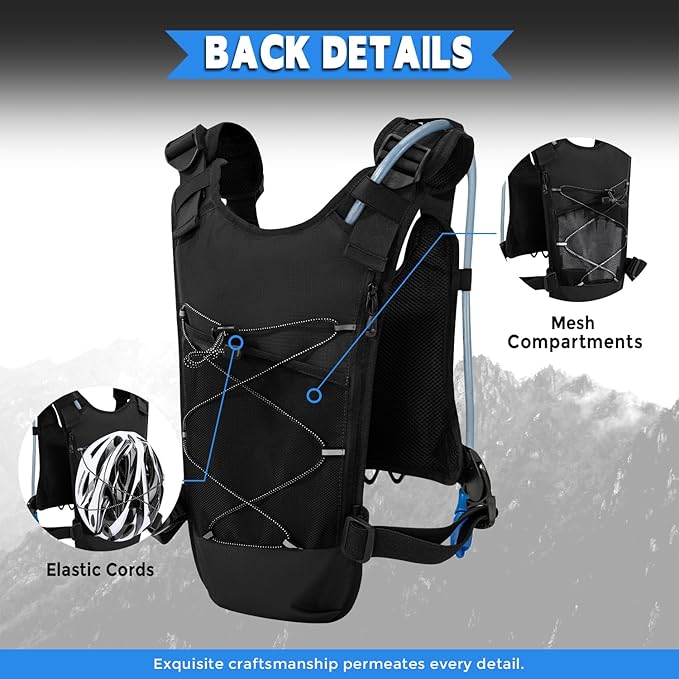 Outdoor Hydration Vest for Running & Hiking, Lightweight Breathable Water Backpack with 2.0L Bladder, Bounce-Free Chest Pack for Marathon, Cycling, Trekking for Men and Women