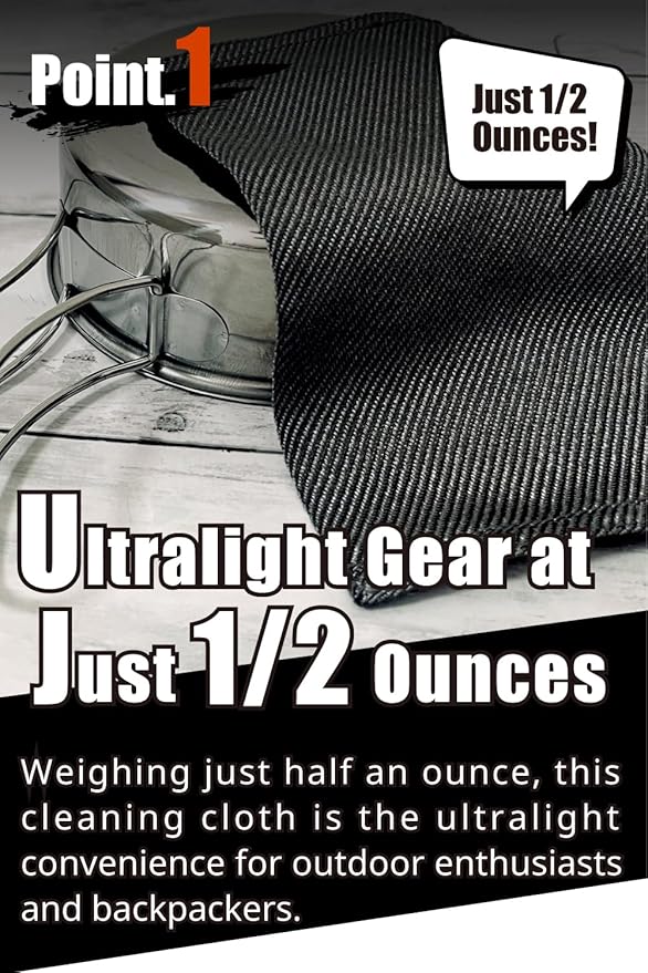 Ultralight 1/2oz Scrubber 316L Stainless Steel Cloth Heat Resistant 1200℉ Ultra-Durability Quick-Drying & Sterilization Backpacking Camp Hiking Trekking
