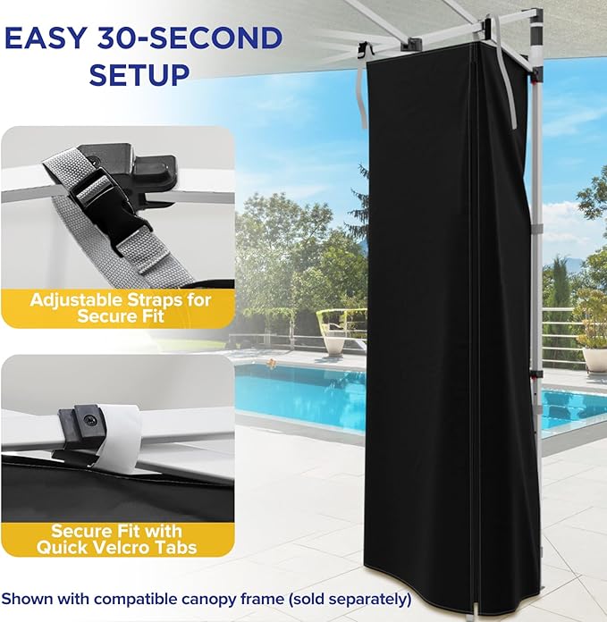 EAGLE PEAK Portable Privacy Tent Changing Room for Pop Up Canopy Fits Canopies with Cross Bars Outdoor Hanging Privacy Curtain 29.5" L x 29.5" W x 80.7" H, Black