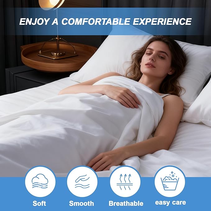 Peryiter 3 Pcs Queen Air Mattress Sheets Set Deep Pocket Fitted Sheets for 16-23 Inch Bed, Fitted Sheet with Inflation Opening, Soft Breathable Sturdy for Guests, Camping, Rvs(Queen Size, White)