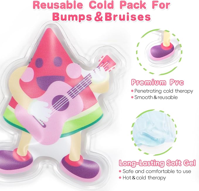 Kids Ice Packs for Boo Boos, 3 Packs Toddler Gel Ice Packs Wrap for Injuries Reusable, Hot Cold Compress for Children's Fever Pain Relief, Wisdom Teeth, First Aid, Bumps & Bruises