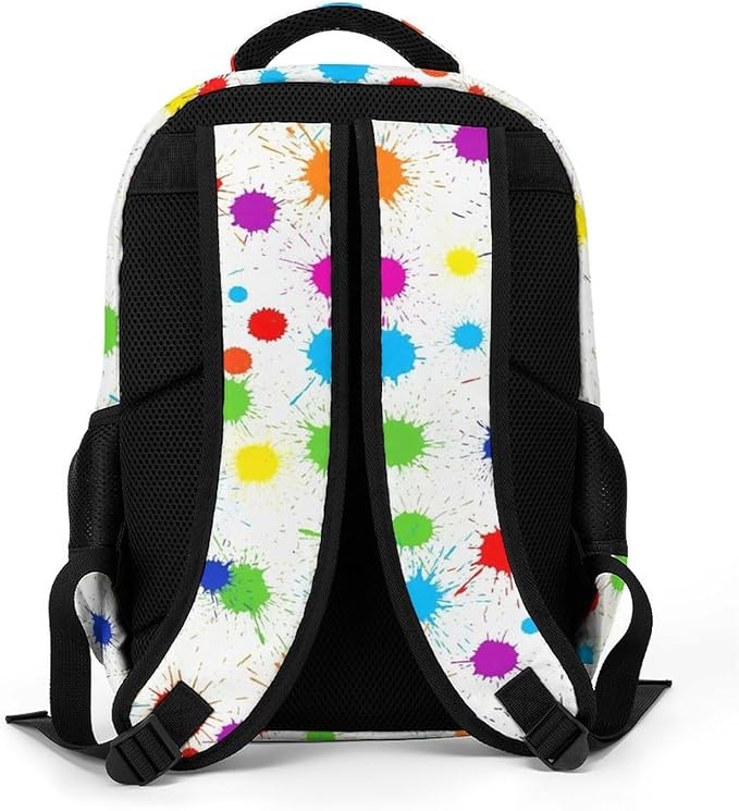 Hiking Travel Backpack Paint Splatter Colorful for Men Women, Waterproof Anti Theft Laptop Rucksack with Multi Compartments for Outdoor Sports