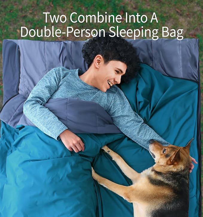 Litume Compact Sleeping Bag 68°F-50°F 1.6lbs, Combinable Lightweight Portable Packable sleep sacks for Adults for Backpacking, Camping, Hiking, Travel, Family, with Stuff Sack, 3 seasons, Velvet lined