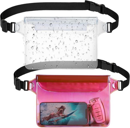 F-color Waterproof Fanny Pack - Cruise Essentials 2026 - Waterproof Pouch with Adjustable Waist Strap, Triple Zipper Roll-Top Dry Bag for Phone, Keep Passport Valuables Dry for Beach Kayaking Boating