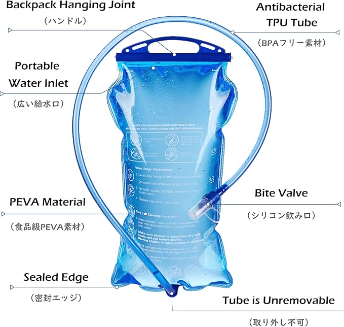 TRIWONDER Hydration Bladder Water Reservoir 1.5 Liter 2L 3L BPA Free Water Bladder for Running Cycling Hiking Camping Backpack