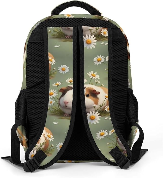 Travel Backpack Guinea Pigs Flowers Print Art for Women Men, Anti Theft Laptop Daypack with Large Capacity for College Work Weekender Outdoor