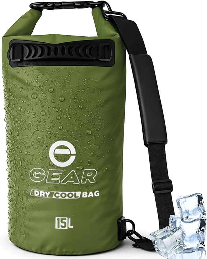 Enthusiast Gear Insulated Dry Bag Floating Cooler – 10L / 15L / 25L Roll Top, Leak Proof, Waterproof, Collapsible, with Padded Shoulder Strap - Perfect for Kayaking Fishing Beach