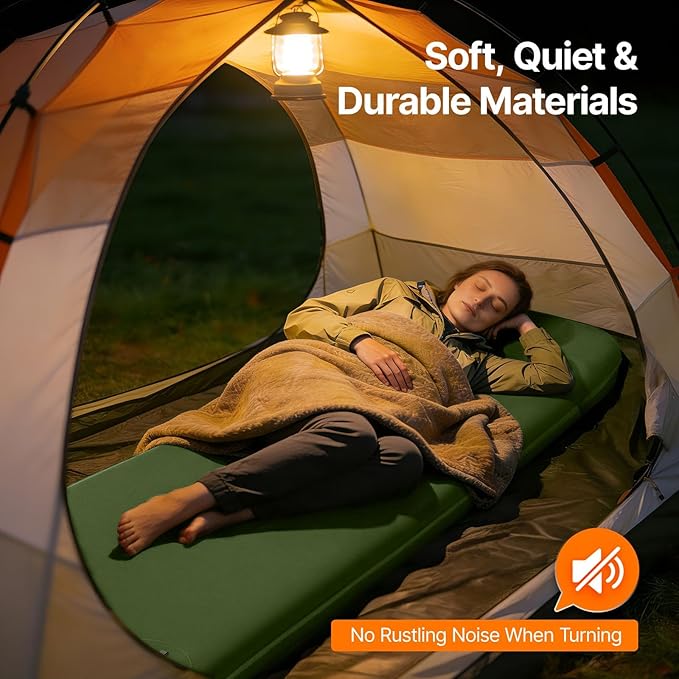 OGERY Upgraded Memory Foam Sleeping Pad with Washable Cover, 3" Self-Inflating Camping Mattress with Built-in Foot Pump, Non-Slip Quiet Sleeping Mat Camping Essentials Gear for Tent Travel Car