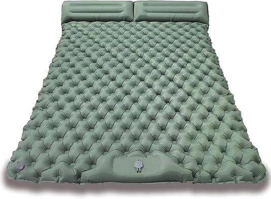 Fay Bless Sleeping Pad for Camping 2 Person, 200×120×6 cm, 79x48x2.5inch, 1.5kg, 30s Inflate by Foot-Pressing, Waterproof (Army Green)